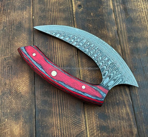 Couteau damas traditionnel Full Tang multi-usages coupe-pizza hache hacher la viande utilitaire coupe-pizza couteau hache gaine en cuir - Product Image 2