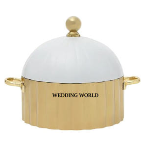 Casserole design en acier inoxydable avec design arabe Hotpot de vaisselle de forme ronde Casserole de créateur Nouveau réchauffeur d'aliments en métal de luxe le plus vendu - Product Image 6