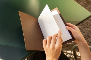 Brown PU Leather Menu Cover with Cord Fitting for Restaurants Hotels Customizable Size Multiple Pages Capacity - Product Image 4