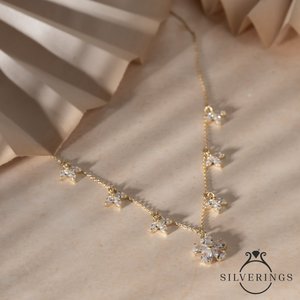 Collier en argent sterling 925 avec grappe de fleurs en zircon pour les occasions festives - Product Image 5