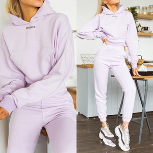 À la mode haut court sweats à capuche femmes avec nom personnalisé marque en gros pour les femmes pull haut court couleur unie teint uni - Product Image 4