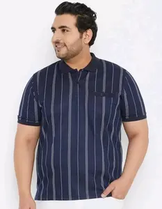Pro elegance Striped Men Polo Neck T-Shirt mit benutzer definierten Voll tonfa rben