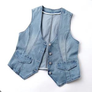 Chaleco Vaquero de Mezclilla sin Mangas de Secado Rápido, Nuevo Diseño, Unisex, para Hombre y Mujer, Chaleco Vaquero con Capucha para Mujer - Product Image 1