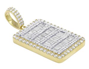 Nuevo diseño de estilo Hip Hop de alta calidad en plata de ley con colgante rectangular de diamante Moissanite de corte Baguette redondo para hombres - Product Image 2
