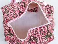 Sac fourre-tout matelassé en coton à motif géométrique floral, lavable, écologique, tendance, avec deux sangles, idéal pour le yoga et le shopping