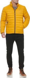 OEM personalizado de los hombres de la chaqueta de invierno de estilo de la calle de dos tonos de bloque de color acolchado de la burbuja de tela con capucha logotipo frontal de la cremallera - Product Image 6