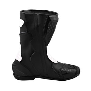 Botas de cuero de carreras de motos de invierno personalizadas para hombre, zapatos de motorista de goma de PVC con cierre de botón impermeable de piel de vaca genuina - Product Image 3