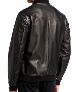 Blouson ras du cou tendance OEM personnalisé fait à la main style bombardier veste en cuir pour hommes pour l'hiver chaud et coupe-vent - Product Image 3
