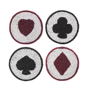 Posavasos bordados con cuentas redondas con trabajo de cuentas de semillas tradicionales Posavasos de bebidas bordados con cuentas de semillas Bohemias de MD Handicrafts - Product Image 4