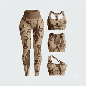Conjunto de yoga de 2 piezas para mujer con MOQ bajo: Sujetador deportivo racerback y leggings de cintura alta, transpirable y ligero para entrenamiento. - Product Image 5