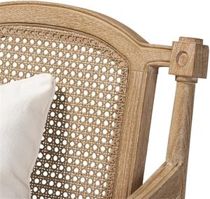 Keylika Traditional Eco-Friendly Wooden Accent Chair Caned Back <b>Armchair</b> Upholstered Seat <b>Single</b> Sofa for Living Room Hotel - Product Image 5