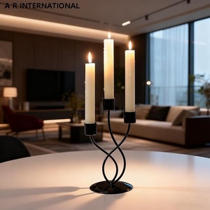Stylish Eco-Friendly 3-Arm Metal Wire Candle Holders for <b>Valentines</b> Day & Christmas <b>Decorative</b> Iron Candlestick Holder - Product Image 2