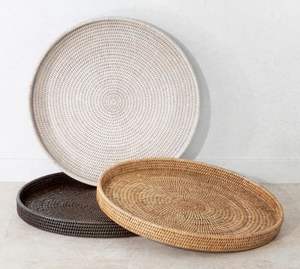 Marvelous Modern <b>Bamboo</b> Rattan Serving Tray Handmade Tableware for Storage Farmhouse Home Decor - Product Image 2