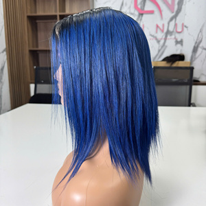 Peluca frontal de encaje LINU azul virgen vietnamita, doble densidad 250%, HD transparente para base de encaje, larga, marrón miel arcoíris - Product Image 5