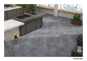 Carreaux en porcelaine vitrifiée de qualité supérieure 600x1200mm Carrelage gris Belaris Finition 24x48 pouces pour intérieur de luxe - Product Image 3