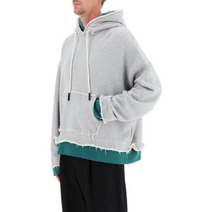 Pull à capuche pour hommes solide couvre-chef à capuche unisexe Couple décontracté Hip Hop Streetwear à capuche Double couche en détresse Hoodies - Product Image 1