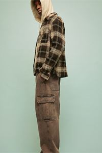 กางเกงยีนส์ขายาวสำหรับผู้ชาย, กางเกงผ้ายีนส์สีน้ำตาลหนาทรงหลวมใส่สบายขาโค้งมนปรับได้ตามต้องการ - Product Image 6