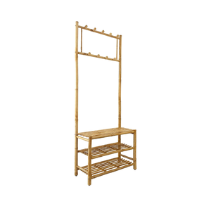 Fabrication pas cher prix haute qualité bambou vêtements cintre support avec étagères de Vietnam usine B2B - Product Image 1