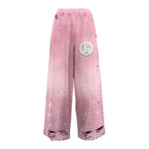 Parches bordados con apliques personalizados, pantalones acampanados desgastados, remache, diamantes de imitación, lavado ácido, 100% algodón, pantalones de chándal Acampanados para correr - Product Image 5