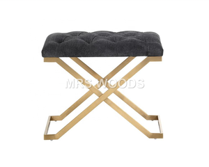 MRS WOODS Pouf moderne <span class=keywords><strong>noir</strong></span> pliable Pouf en velours côtelé doré <span class=keywords><strong>Tabouret</strong></span> pour canapé - Product Image 2