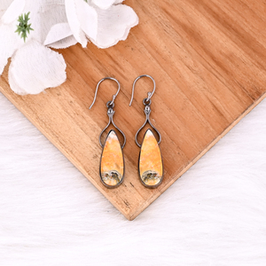 Latest Selling Brass Earring Black Ruthenium Earrings Bumble <b>Bee</b> Jasper Gemstone Dangle Earring Custom Jewelry Manufacturer - Product Image 2