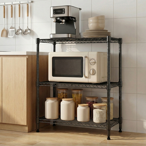 MZG Local US Warehouse Modular Storage Shelving System Compact 3 Tier Metal <b>Silver</b> <b>Wire</b> Shelving Unit Utility Shelf - Product Image 2