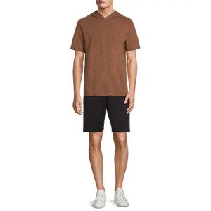 T-shirt à capuche pour homme, coupe classique, couleur unie, coton, décontracté, été, manches courtes, tricoté, respirant - Product Image 1