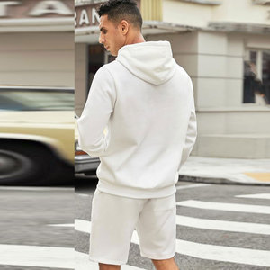 Wholesale Casual Solid Heavyweight Streetwear Two Piece Workout <b>Joggers</b> Shorts Unisex Tracksuit Hoodie Short Set Men - Product Image 2