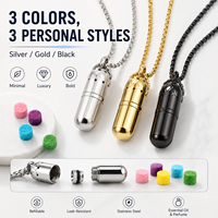 Pendentif diffuseur d'huiles essentielles en acier inoxydable Energinox, flacon de parfum rechargeable, collier aromathérapie
