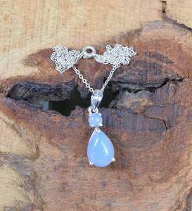 Colgante clásico de estilo bohemio para mujer, joyería de plata de ley 925, piedras preciosas de opalita lechosa, hecho a mano colgante, regalo - Product Image 5