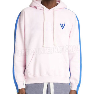 Sudaderas con capucha informales de moda de talla grande para hombre de dos tonos con logotipo personalizado, sudaderas tejidas con técnica lavada en blanco con patrón sólido - Product Image 2