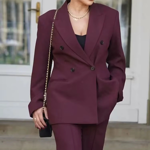 Commercio estero autunno nuovo stile europeo e americano Ankela rosso doppio petto giacca completo <span class=keywords><strong>pantaloni</strong></span> - Product Image 1