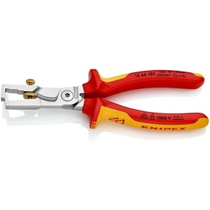 KNIPEX StriX Dénudeur de fils 180 mm VDE avec poignées multi-composants chromées pour la gestion des câbles et les accessoires - Product Image 1