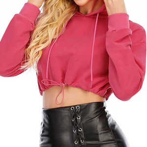 Conjunto de Sudadera con Capucha Corta de Algodón 100% para Mujer con Logotipo Personalizado - Sudadera Informal para Gimnasio - Product Image 5