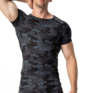Custom Logo Breathable Quick Drying <b>Summer</b> Short Sleeve Round Neck Men Polyester Spandex Compression T <b>Shirt</b> Sports Gym T <b>Shirt</b> - Product Image 5