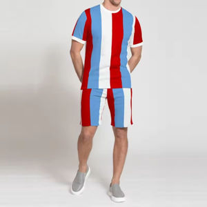 Ensemble court en coton tricoté 100% respirant de haute qualité pour hommes et femmes, été 2025, décontracté, deux pièces, logo personnalisé, t-shirt - Product Image 5