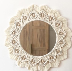 Espejo Macramé Natural Con Barbas De Madera, Espejo Estrella - Product Image 1
