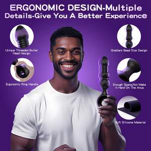 Uniek ontwerp met schroefdraad, G-punt stimulatie, stotende anale kralen, buttplug, <span class=keywords><strong>dildo</strong></span>, vibrator, prostaatmasser, seksspeeltje voor mannen en vrouwen - Product Image 2