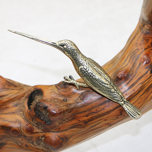 Estatuilla de pájaro carpintero artesanal de latón estatuilla de pájaro antiguo escultura de pájaro en miniatura hogar jardín decorativo figura de pájaro de lujo en venta - Product Image 3