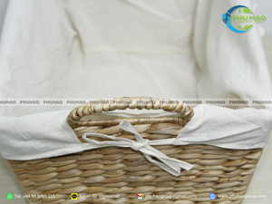 Panier de rangement en jacinthe d'eau fabriqué à la main avec cadre en métal idéal pour la lessive ou le stockage artisanat du Vietnam - Product Image 3