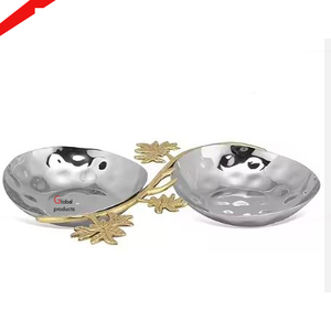 Tazón de fruta de diseñador de acero inoxidable con acabado de metal plateado de aspecto real para restaurante y bar de hotel - Product Image 4