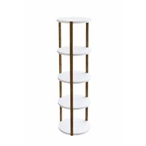 <b>Round</b> 5-Tier Wooden Side Table Multi-Purpose <b>Shelf</b> Table Natural & Stylish Design - Product Image 1