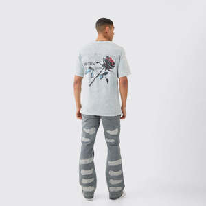 เสื้อยืดผ้าฝ้าย100% กรดซักแบบย้อนยุคขนาดใหญ่สำหรับโลโก้ด้านหน้าแบบปรับแต่งได้แห้งเร็ว - Product Image 2