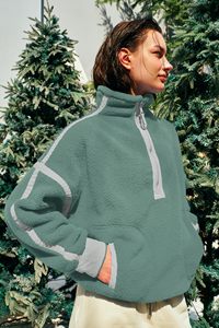 Moda mujer sudadera de gran tamaño suelta ajuste manga larga Baggy Streetwear polar algodón sudadera elegante Casual OEM al por mayor - Product Image 6