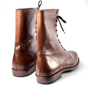 Bottes de randonnée tactiques d'hiver pour hommes en cuir véritable, mi-montantes, pour l'entraînement en extérieur, avec embout en acier et protection anti-collision - Product Image 6