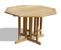 Table de salle à manger octogonale en teck massif, durable, légère, résistante aux intempéries, aux UV, empilable, pour hôpital, hôtel