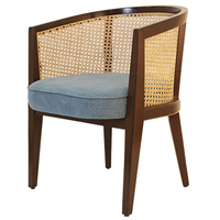 Chaise de salle à manger en bois de manguier de style moderne européen de haute qualité, avec revêtement en tissu gris, chaise de salle à manger, chaise de chambre d'hôtel, chaise en rotin