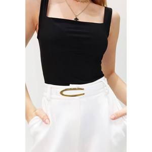 Long, thin white women's <b>belt</b> with <b>gold</b> buckle, suitable <b>for</b> jackets, shirts, and <b>dresses</b>. - White-<b>Gold</b> - Product Image 5