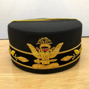 Nouvelle casquette de couronne de chapitre d'arche royale de haute qualité casquette de couronne de broderie noire et or 2025 casquettes de couronne maçonniques personnalisées ronpex - Product Image 2