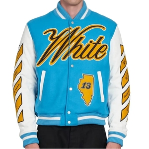 College Baseball veste pour hommes Varsity Jacket Hommes Laine Letterman En Cuir Véritable Broderie Logos Patches Veste - Product Image 6